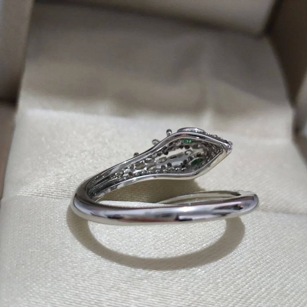 Bvlgari Serpenti Series Emerald Eye Diamond Snake Ring - Picture 7 of 11